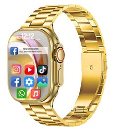 TAXTURE S9 Ultra Gold smartwatch with two strap