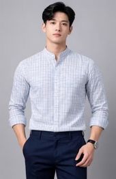 BUDA JEANS CO Men Checked Regular Fit Shirt with Mandarin Collar