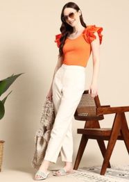 Mast & Harbour Flutter Sleeve Fitted Top