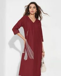 Rangmanch By Pantaloons Maroon Regular Fit Embroidered Kurta