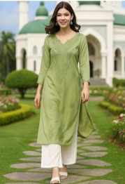 HERE&NOW Women Floral Embroidered Chikankari Kurta