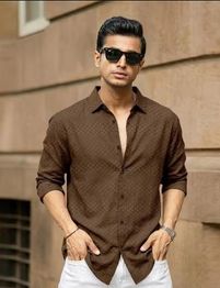 VOROXY X AG Men Patterned Regular Fit Shirt with Patch Pocket