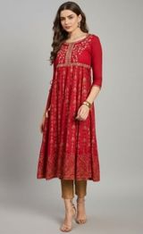 Anouk Rustic Women Geometric Yoke Design Keyhole