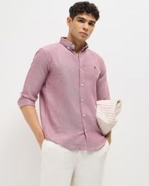 MISCHIEF MONKEY Men Striped Regular Fit Cotton Shirt