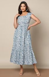 INDIE PICKS Handblock Print Cotton Flared Dress