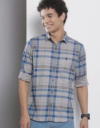 THE INDIAN GARAGE CO Checked Cutaway-Collar Shirt