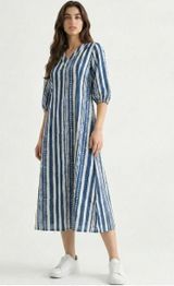 glitchez Striped A-Line Midi Dress