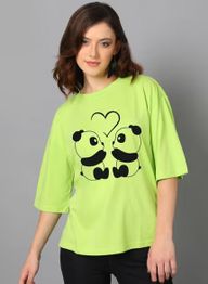 KOTTY Women Oversized Fit Round-Neck T-Shirt