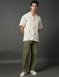 ALPHA TRIBE Men Cuban Collar Half Sleeves Shirt