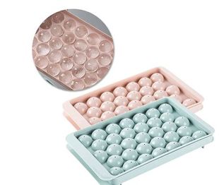 Clazkit Plastic Mini Round Ice Cube Tray with Lid Ball