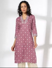 AVAASA MIX N' MATCH Women Leaf Print Straight Kurta