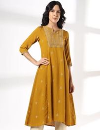 AVAASA MIX N' MATCH Women A-Line Kurta with Embroidered Yoke