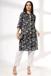 AVAASA MIX N' MATCH Women Floral Print Straight Kurta