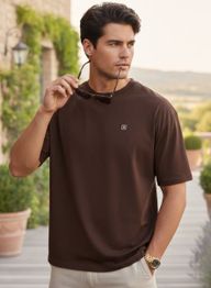 Urbano Fashion Men Solid Round Neck Cotton Oversized T-shirt