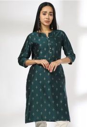 AVAASA MIX N' MATCH Women Printed V-Neck Straight Kurta