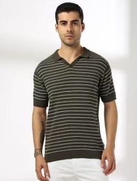NETPLAY Men Striped Slim Fit Polo T-Shirt