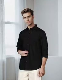 SHEIN Shein Medium Length Spread Collar Full Sleeve Shirt