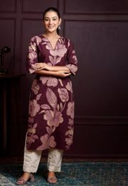 Rimeline Women Floral Daily Pure Cotton Straight Kurta