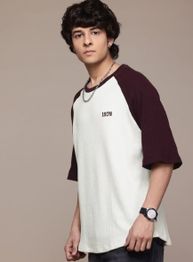 Roadster The Lifestyle Co. Oversized Fit Contrast Sleeves T-shirt