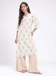 Anouk Rustic Floral Printed V-Neck Straight Kurta