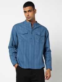 YOUSTA Men Checked Regular Fit Shirt with Flap Pockets