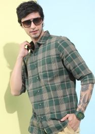 HIGHLANDER Tartan Checked Slim Fit Casual Shirt