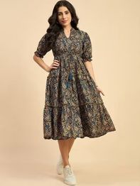LEIA Women Printed Fit & Flare Dress