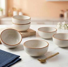 The Earth Store White Matte Brown 150ml Ceramic Bowl