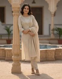 NYRIKA Women Embroidered 3-Piece Straight Kurta Set