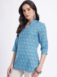 Anouk Rustic Paisley Printed Mandarin Collar Straight Kurti