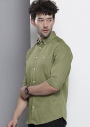 The Indian Garage Co Men Green Slim Fit Cotton Casual Shirt