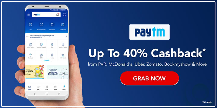 Paytm Wallet Offers: Add Money Promo Code - Up To 40% Cashback