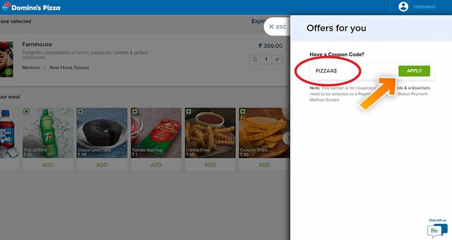 Dominos offer best sale for new user