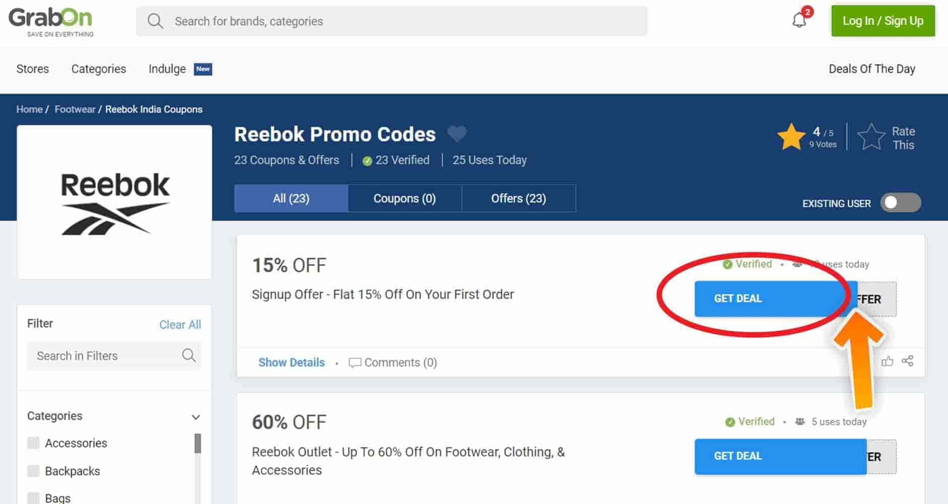 Reebok promo code for first time on sale