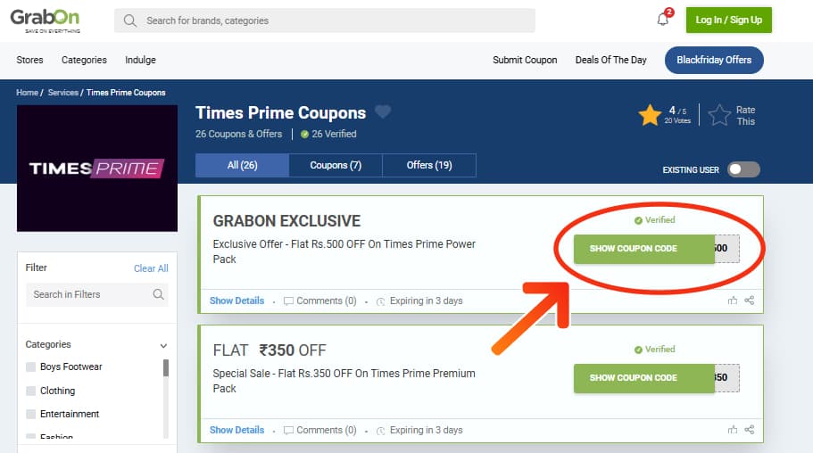 Times Prime Coupons