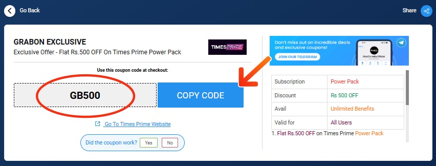 Times Prime Promo Codes