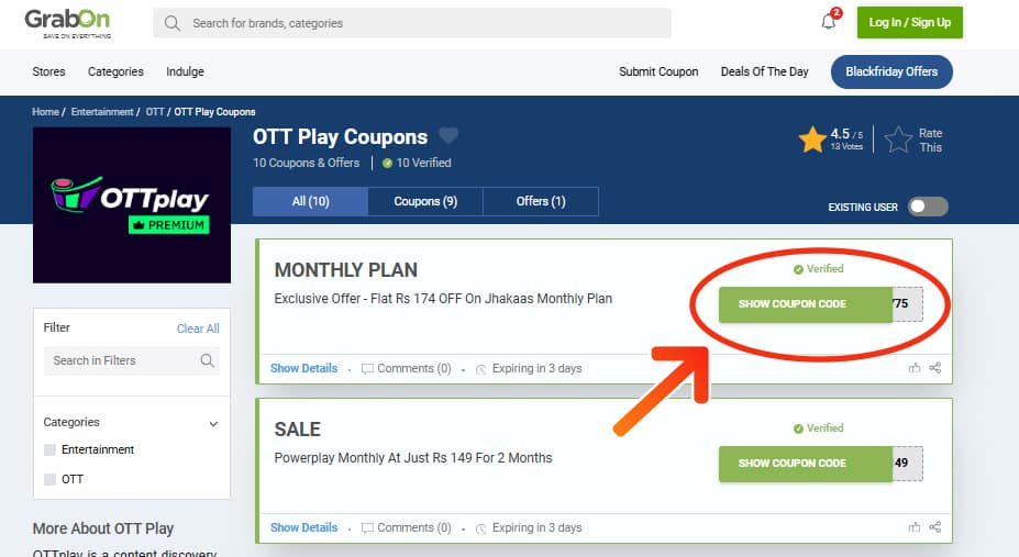 OTT Play Coupon Codes