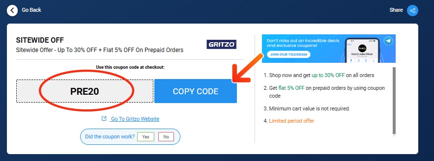 Gritzo Discount Codes