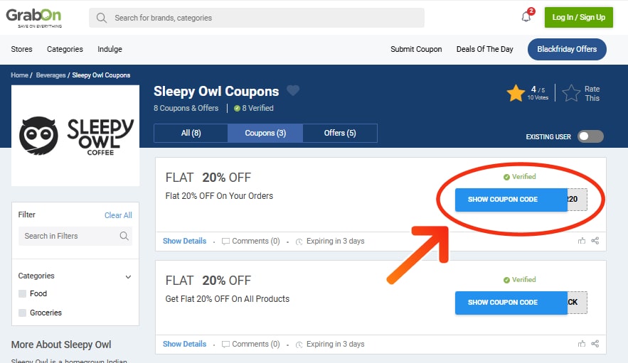 Sleepy Owl Coupons