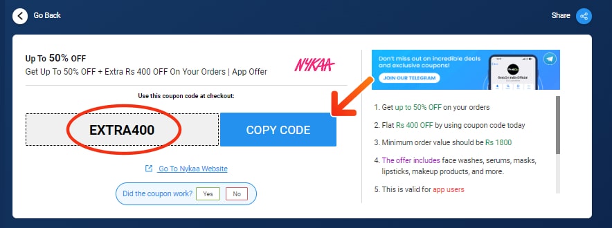 Nykaa first user coupon code online