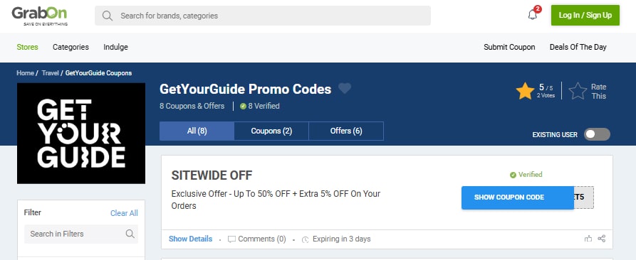 getYourGuide Coupon Codes