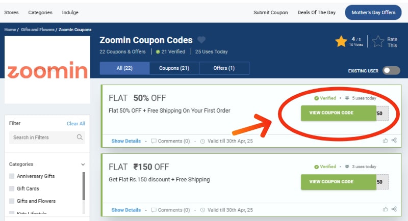 zoomin Coupon Codes