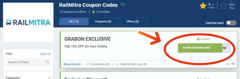 railmitra Coupon Codes