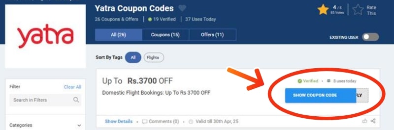 yatra Coupon Codes