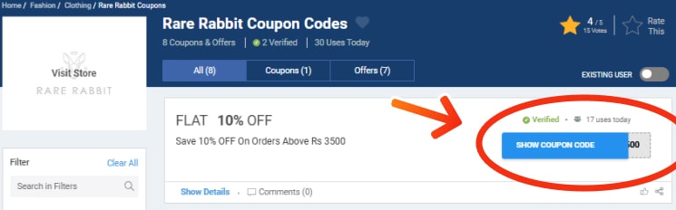 Rare Rabbit Coupon Codes