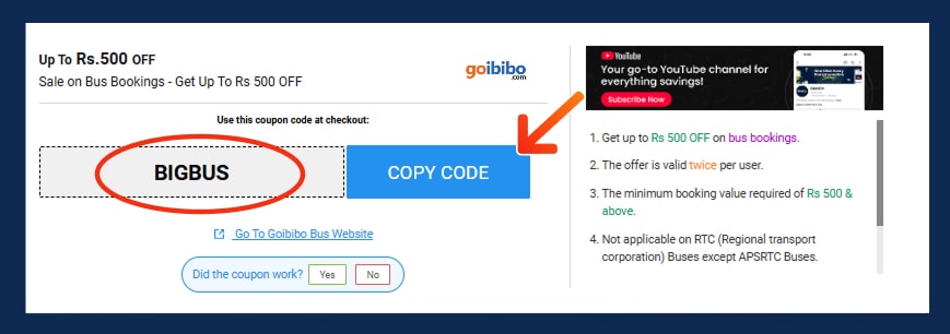 Goibibo Bus Promo Codes