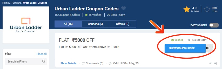 Urban Ladder Offers
