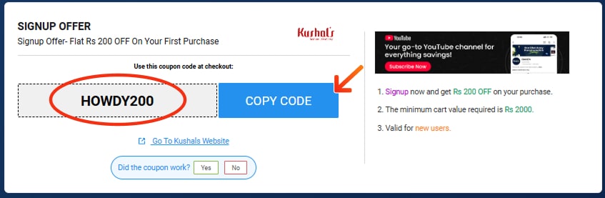 Kushals Discount Codes