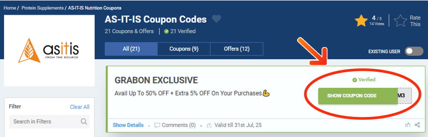 AS-IT-IS Nutrition Coupon Codes