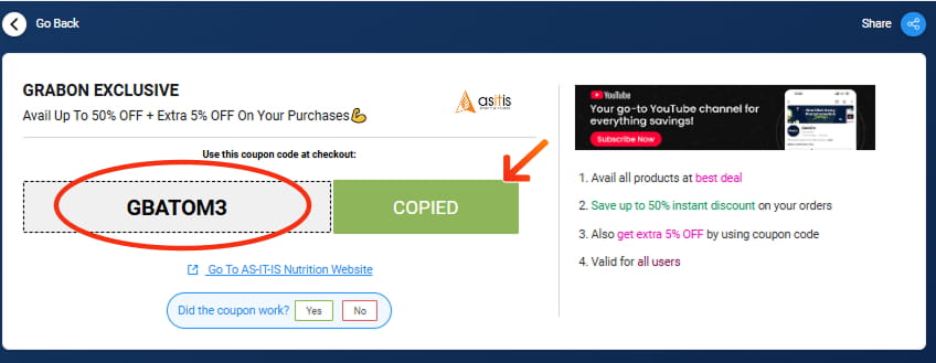 AS-IT-IS Nutrition Coupons